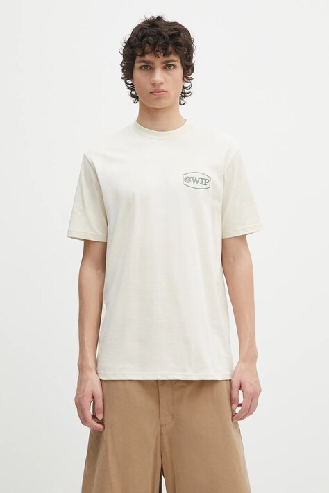 Памучна тениска Carhartt WIP S/S Lay Up T-Shirt в бежово с апликация I034765.2XPXX