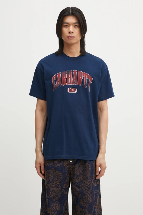 Βαμβακερό μπλουζάκι Carhartt WIP S/S Lecture T-Shirt ανδρικό, χρώμα: ναυτικό μπλε, I034766.E74G