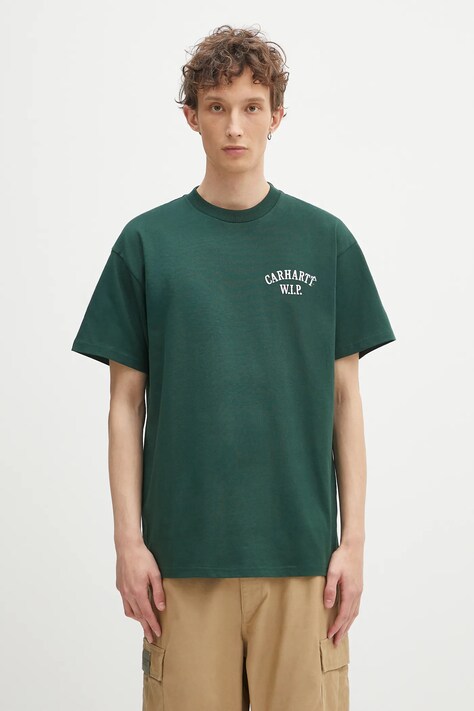 Бавовняна футболка Carhartt WIP S/S Cabinetry T-Shirt колір зелений з принтом I034779.2RQXX