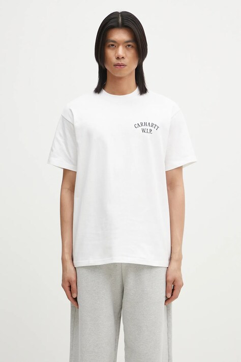 Carhartt WIP tricou din bumbac S/S Cabinetry T-Shirt bărbați, culoarea alb, cu imprimeu, I034779.00AXX