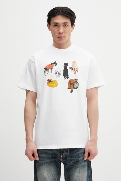 Carhartt WIP t-shirt bawełniany S/S Jacob Rochester T-Shirt męski kolor biały z nadrukiem I034780.02XX