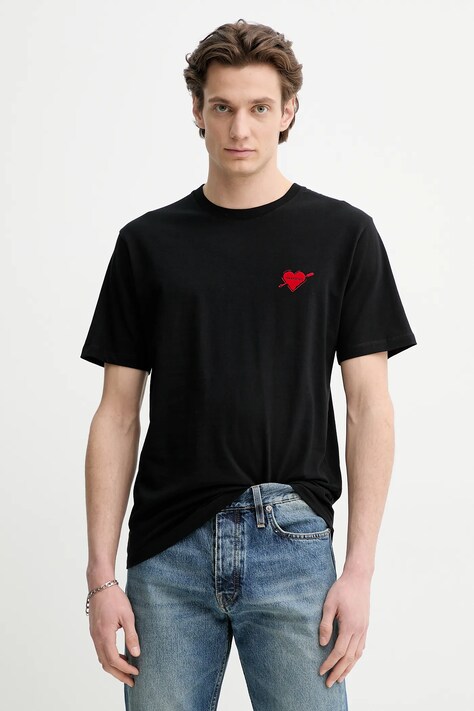 The Kooples tricou din bumbac barbati, culoarea negru, cu imprimeu, HTSC30036K