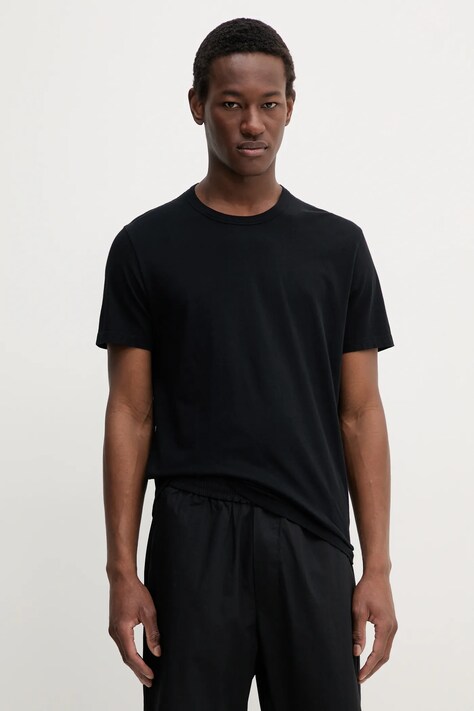 Хлопковая двусторонняя футболка FROM FUTURE мужская цвет чёрный однотонная MTS00225