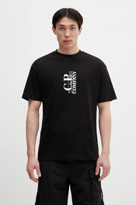 C.P. Company cotton t-shirt black color with a print 18CMTS177A005100W