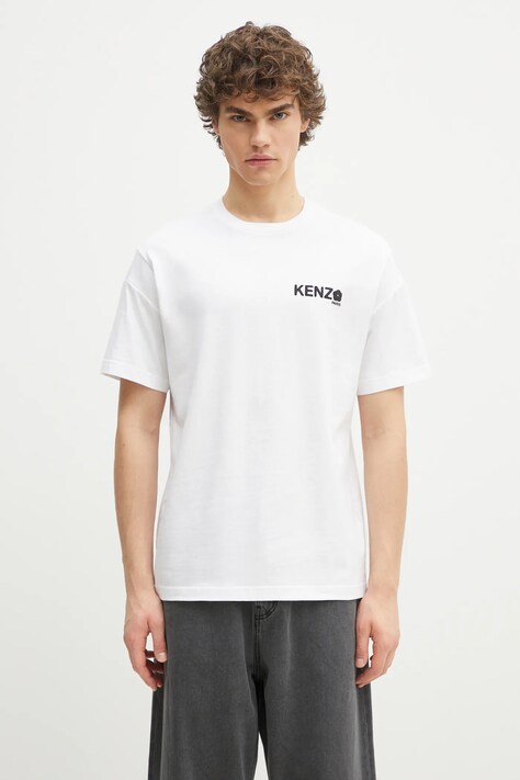Kenzo t-shirt bawełniany Boke Flower 2.0 męski kolor biały z nadrukiem FF55TS4894SG.01