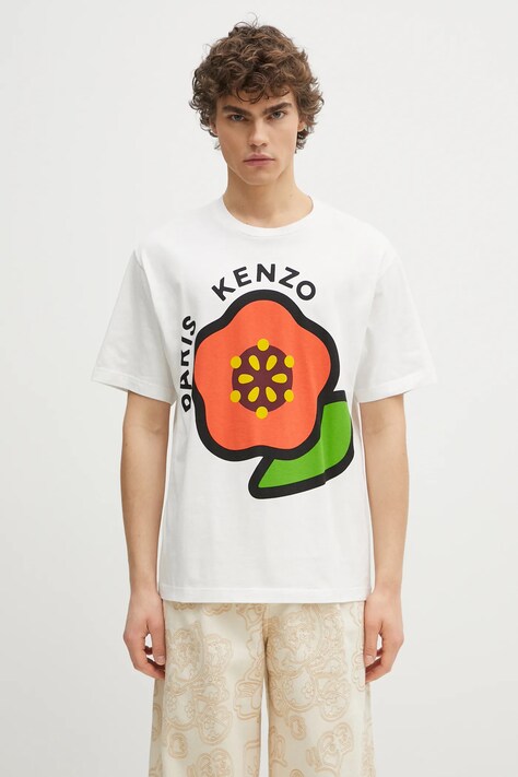 Kenzo cotton t-shirt men’s white color with a print FF55TS5304SG.02A