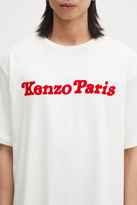 Kenzo t-shirt bawełniany męski kolor biały z aplikacją FF55TS5474SG.02