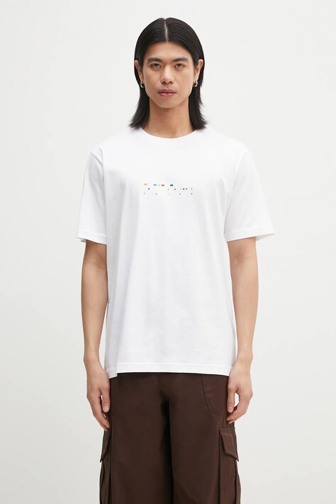Norse Projects tricou din bumbac Johannes Organic Code Print T-shirt bărbați, culoarea alb, cu imprimeu, N01.0689.0001