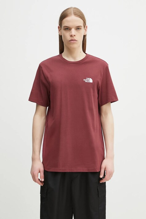 Majica kratkih rukava The North Face Simple Dome za muškarce, boja: bordo, s tiskom, NF0A87NG0VO1