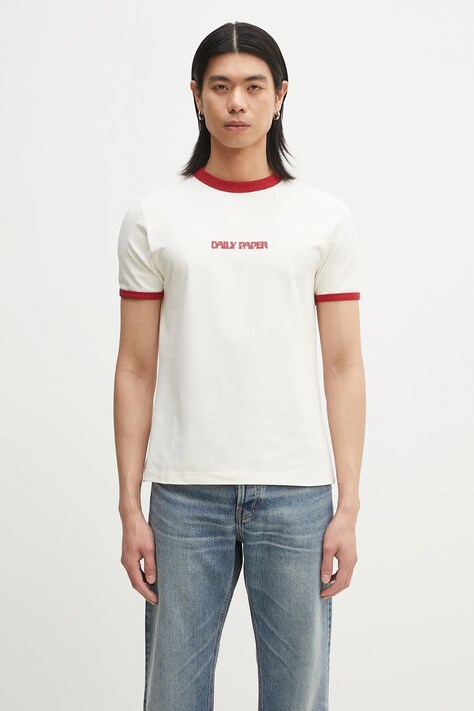 Daily Paper tricou Dotted Type T-Shirt bărbați, culoarea bej, cu imprimeu, 2511051