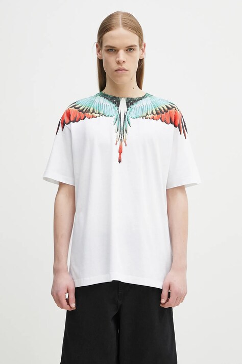 Marcelo Burlon tricou din bumbac Icon Wings Basic T-Shirt White Multicolo bărbați, culoarea alb, cu imprimeu, CMAA056S25JER0010184