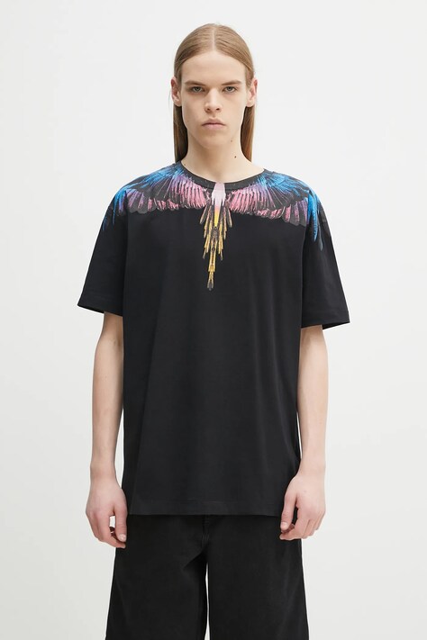 Marcelo Burlon tricou din bumbac Icon Wings Basic T-Shirt Black Pink barbati, culoarea negru, cu imprimeu, CMAA056S25JER0011030