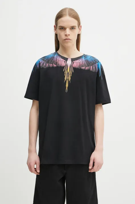 Marcelo Burlon t-shirt bawełniany Icon Wings Basic T-Shirt Black Pink męski kolor czarny z nadrukiem CMAA056S25JER0011030