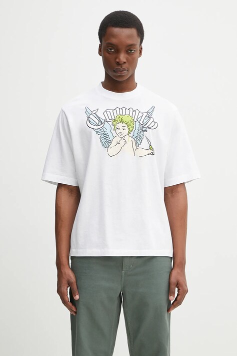 Marcelo Burlon tricou din bumbac County Angel Boxy T-Shirt White Multicol bărbați, culoarea alb, cu imprimeu, CMAA05AS25JER0020184