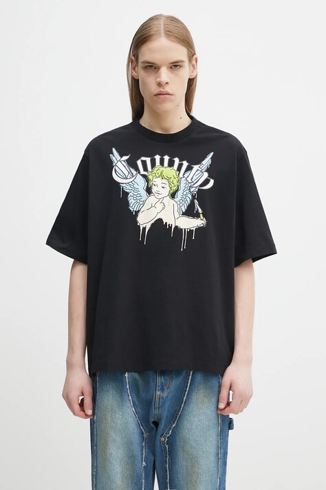 Marcelo Burlon t-shirt in cotone County Angel Boxy T-Shirt Black Multicol uomo colore nero CMAA05AS25JER0021084
