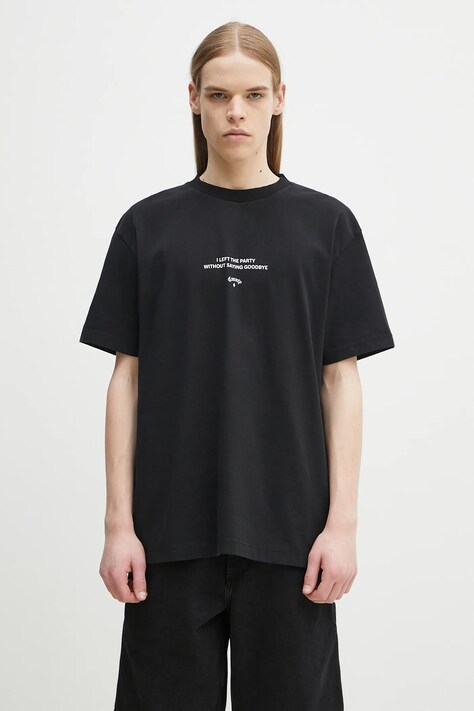Marcelo Burlon tricou din bumbac Goodbye Quote Basic T-Shirt Black White bărbați, culoarea negru, cu imprimeu, CMAA056S25JER0071001