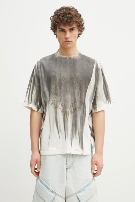 Marcelo Burlon t-shirt in cotone Fire Heart Spray Boxy T-Shirt Ecru Mediu uomo colore beige CMAA05AS25JER0096F06