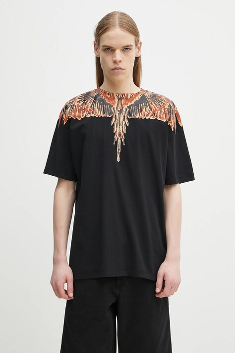 Marcelo Burlon cotton t-shirt Icon Wings Basic T-Shirt Black Orange men’s black color with a print CMAA056S25JER0011020