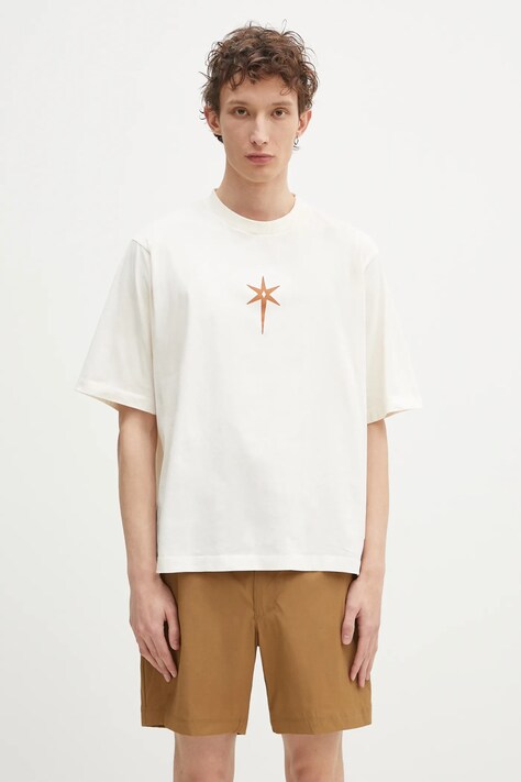 Хлопковая футболка Marcelo Burlon County Goth Boxy T-Shirt Ecru Brown мужская цвет бежевый с принтом CMAA05AS25JER0036F60