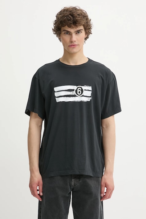 MM6 Maison Margiela cotton t-shirt black color with a print SH2GC0023