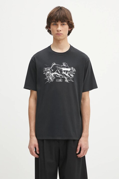 Хлопковая футболка MM6 Maison Margiela цвет чёрный с принтом SH2GC0024