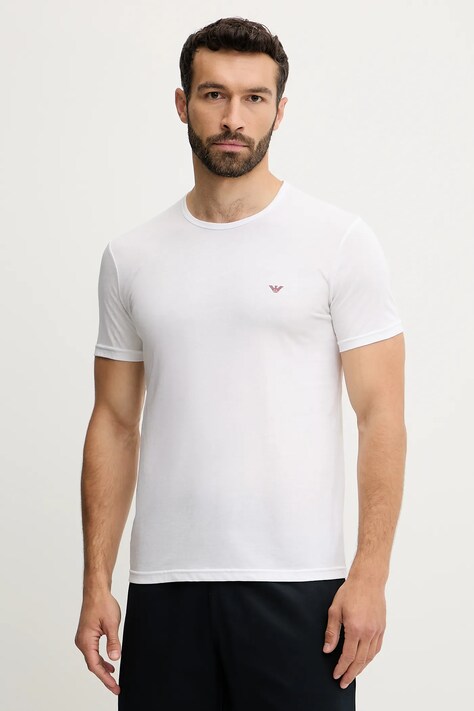 Emporio Armani Underwear tricou lounge din bumbac 2-pack culoarea alb, uni, EM000391 AF10800
