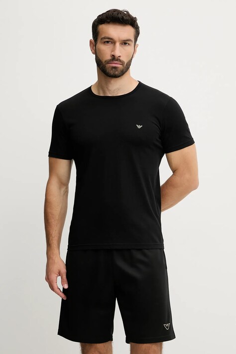 Emporio Armani Underwear t-shirt bawełniany lounge 2-pack męski kolor czarny gładki EM000391 AF10800