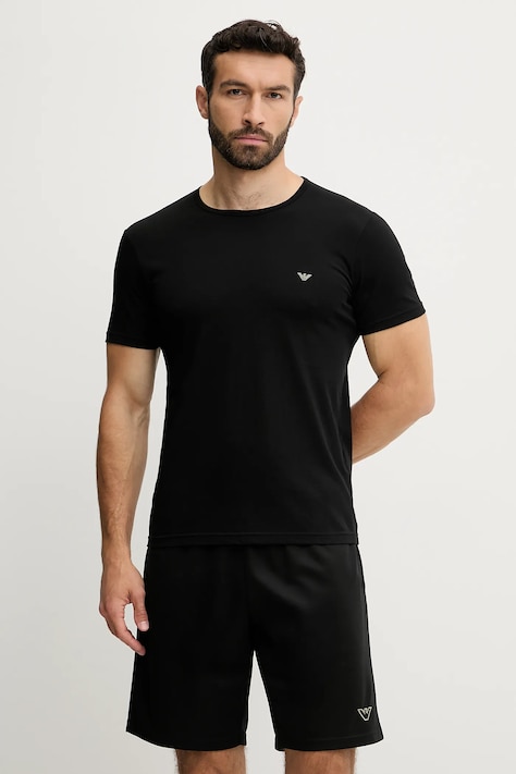 Bavlněné lounge tričko Emporio Armani Underwear 2-pack pánské, černá barva, EM000391 AF10800