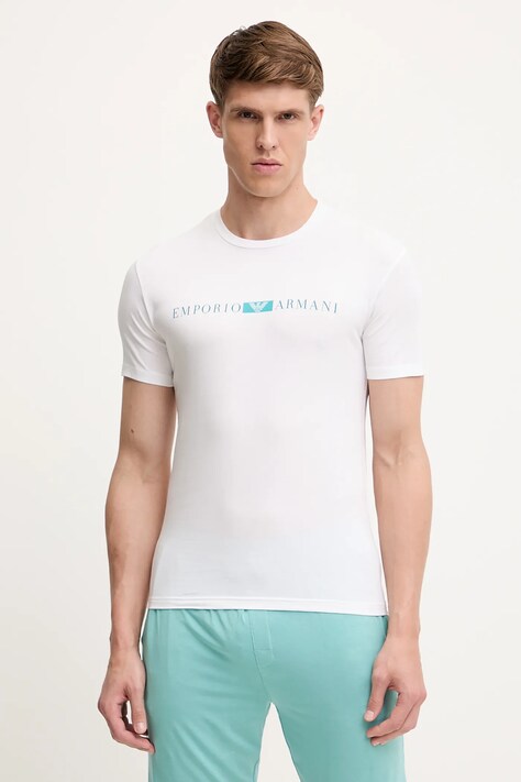 Emporio Armani Underwear tricou lounge culoarea alb, cu imprimeu, EM000379 AF10774