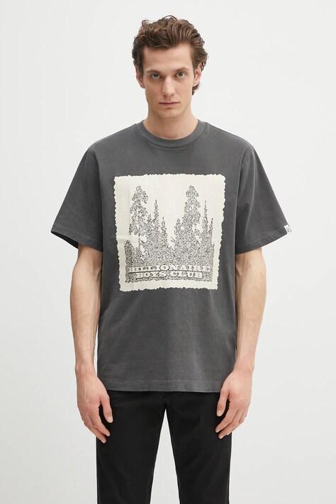Bavlnené tričko Billionaire Boys Club Wilderness T-shirt pánske, šedá farba, s potlačou, B25159