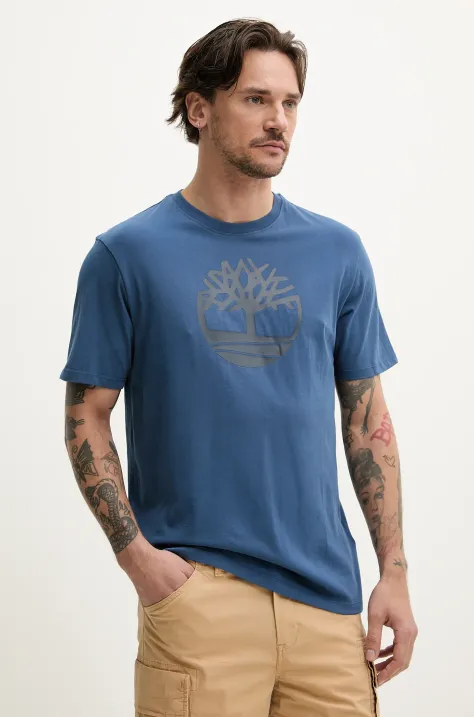 Timberland t-shirt in cotone uomo colore blu navy TB0A2C2R2881