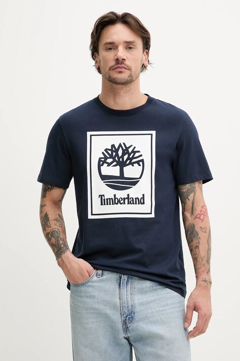 Timberland tricou din bumbac bărbați, culoarea albastru marin, cu imprimeu, TB0A5WQQ4331