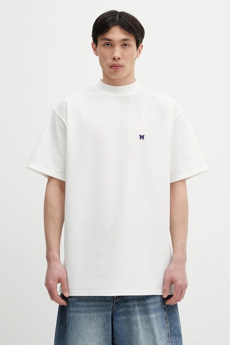 Футболка Needles S/S Mock Neck цвет белый однотонная QV353