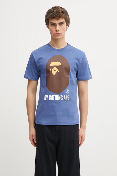 Pamučna majica A Bathing Ape By Bathing Ape boja: tamno plava, s tiskom, 1L30110002