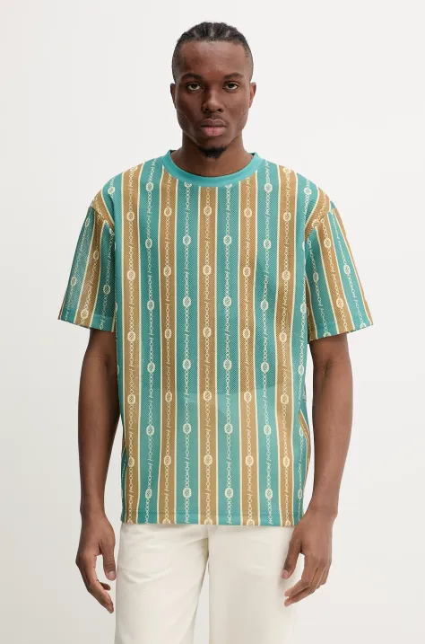 Drôle de Monsieur t-shirt Le T-Shirt Mesh męski kolor zielony wzorzysty G-TS252-PL162-EM
