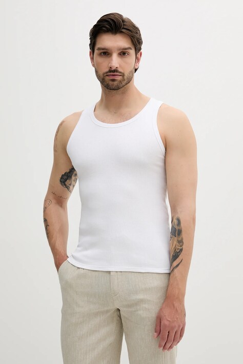 United Colors of Benetton top din bumbac culoarea alb, 3JKF2H002