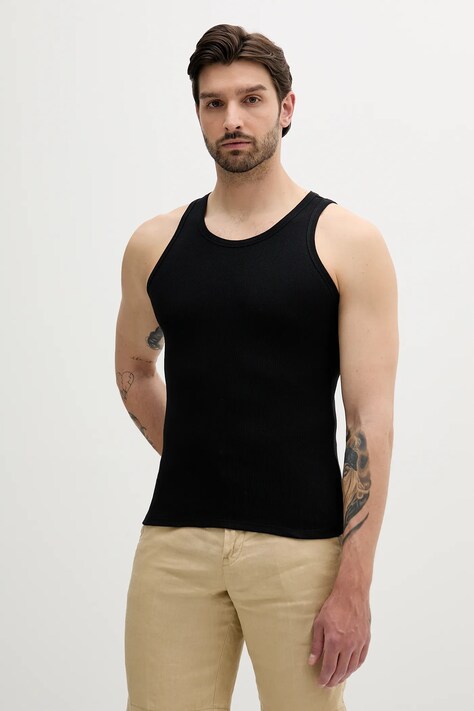 United Colors of Benetton top din bumbac culoarea negru, 3JKF2H002