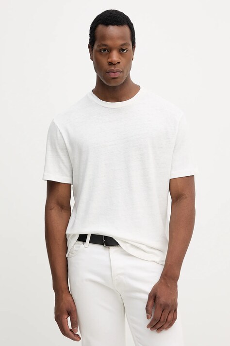 Льняна футболка United Colors of Benetton колір сірий однотонна 3UTFU10B1