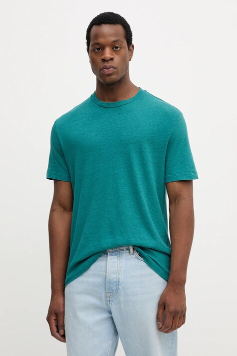 United Colors of Benetton vászon póló zöld, sima, 3UTFU10B1