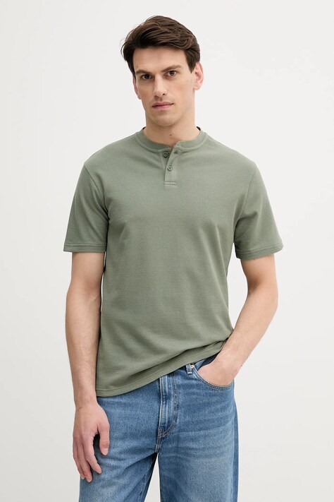 United Colors of Benetton tricou din bumbac culoarea verde, uni, 3RL3U10AS