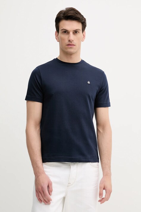 United Colors of Benetton t-shirt bawełniany męski kolor granatowy gładki 3M4WU1088