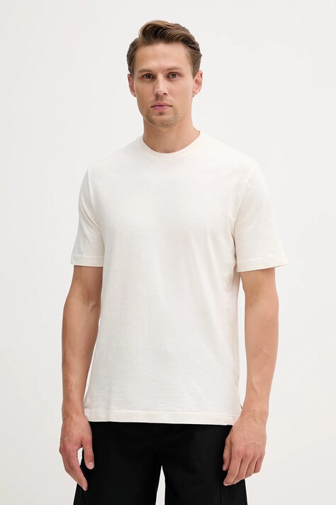 United Colors of Benetton t-shirt bawełniany męski kolor beżowy gładki 36JGU105U