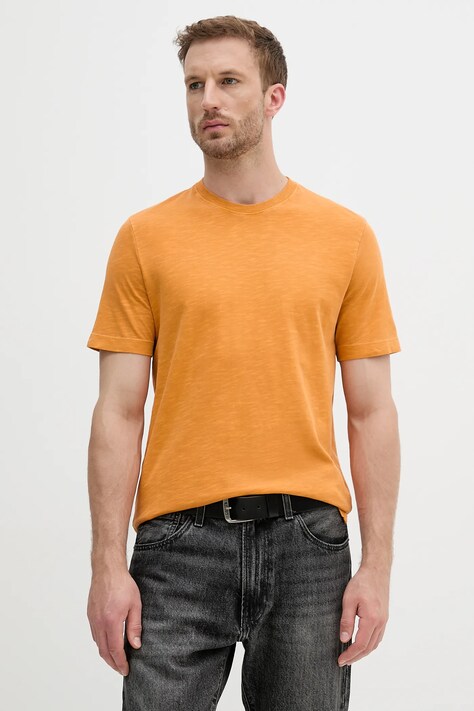 United Colors of Benetton t-shirt bawełniany męski kolor pomarańczowy gładki 36JGU105U
