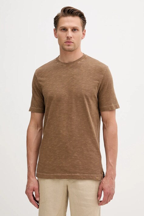 United Colors of Benetton t-shirt bawełniany męski kolor brązowy gładki 36JGU105U