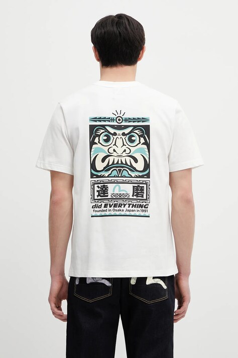 Evisu cotton t-shirt Totem Daruma Printed SS white color with a print 2ESHTM5TS1106