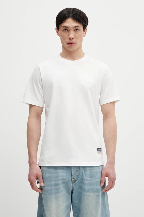 Evisu tricou din bumbac Logo EMB SS culoarea alb, cu imprimeu, 2ESHTM5TS1137