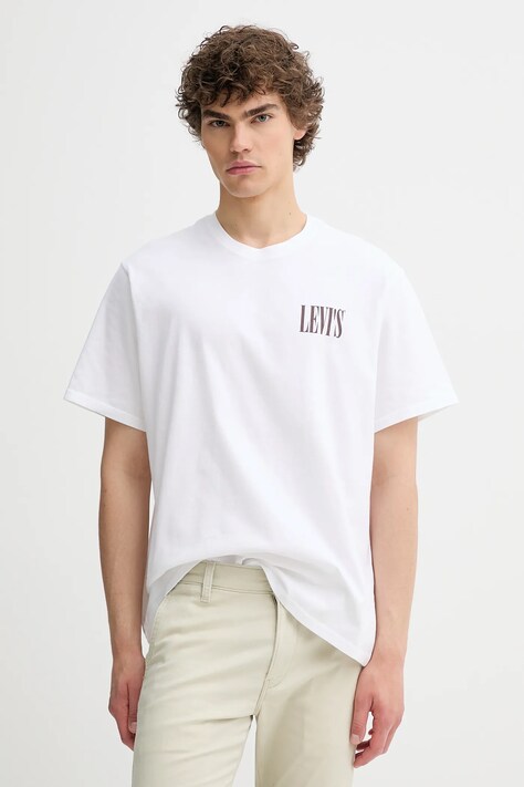 Levi's tricou din bumbac SS RELAXED FIT TEE culoarea alb, cu imprimeu, 16143