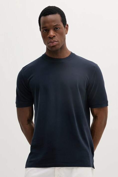 Sisley tricou din bumbac culoarea bleumarin, uni, 3089S104J
