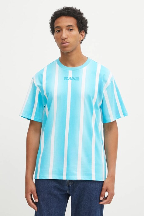 Karl Kani t-shirt bawełniany męski kolor niebieski z nadrukiem PD00005339