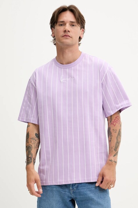 Karl Kani tricou din bumbac culoarea violet, cu imprimeu, PD00005364